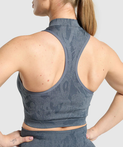 Adapt Camo Seamless Zip Up Crop Top