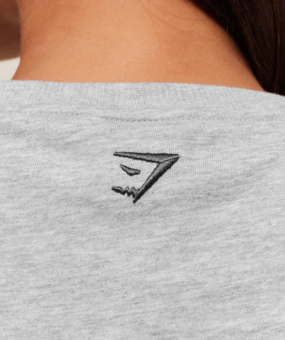 Fitness Embroidered Graphic Oversized Crop Top