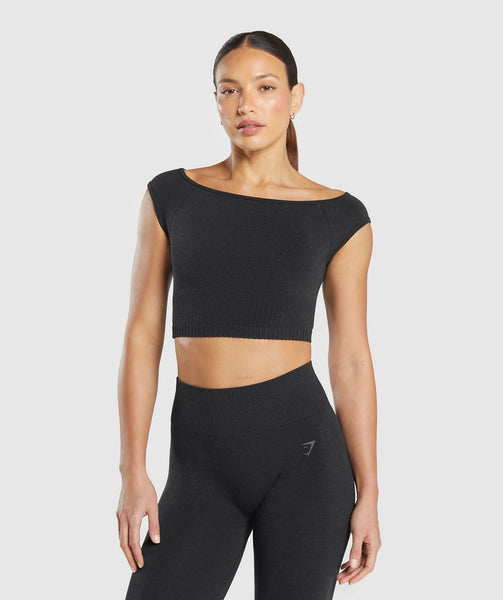 Luxe Seamless Boat Neck Crop Top
