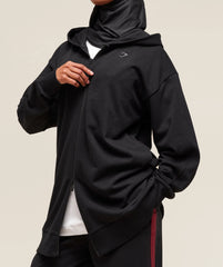 Covered Longline Zip Up Hoodie