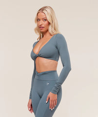Twist Front Long Sleeve Crop Top