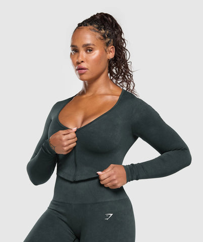 Gains Seamless Washed Zip Up Jacket