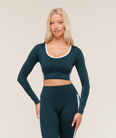 Piping Long Sleeve Crop Top