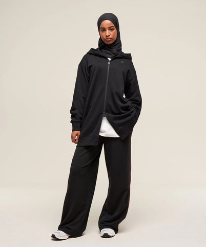 Covered Longline Zip Up Hoodie