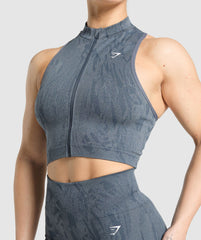 Adapt Camo Seamless Zip Up Crop Top
