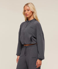 Waffle Midi Zip Up Jacket