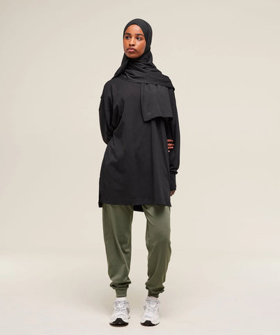 Covered Longline Cotton Long Sleeve Top