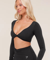 Twist Front Long Sleeve Crop Top