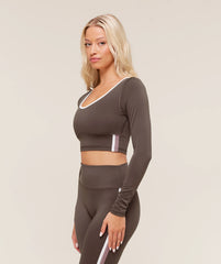 Piping Long Sleeve Crop Top