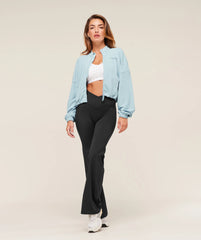 Waffle Midi Zip Up Jacket