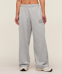 Fitness Embroidered Graphic Wide Leg Joggers