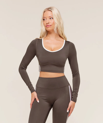 Piping Long Sleeve Crop Top
