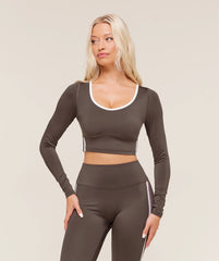 Piping Long Sleeve Crop Top