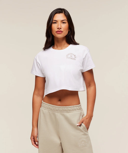 Fitness Embroidered Graphic Oversized Crop Top
