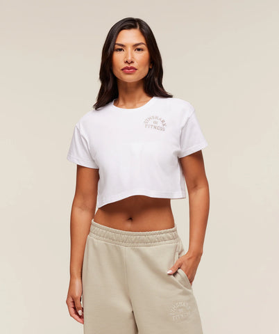 Fitness Embroidered Graphic Oversized Crop Top