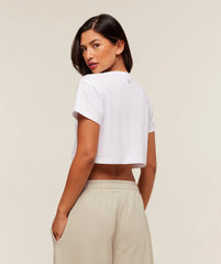 Fitness Embroidered Graphic Oversized Crop Top