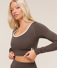 Piping Long Sleeve Crop Top