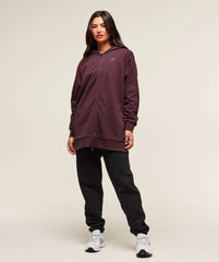 Covered Longline Zip Up Hoodie