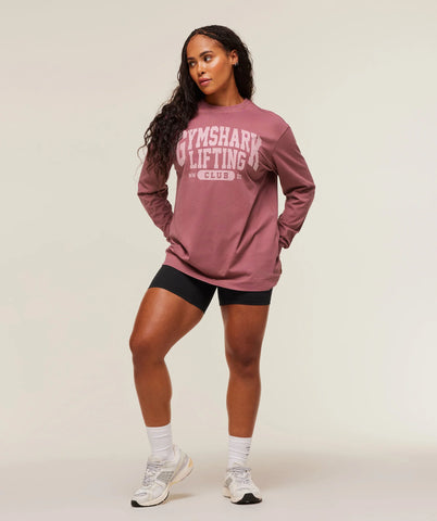 Lifting Club Graphic Oversized Long Sleeve T-Shirt