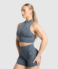 Adapt Camo Seamless Zip Up Crop Top