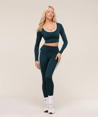 Piping Long Sleeve Crop Top