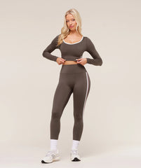 Piping Long Sleeve Crop Top