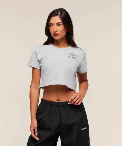 Fitness Embroidered Graphic Oversized Crop Top